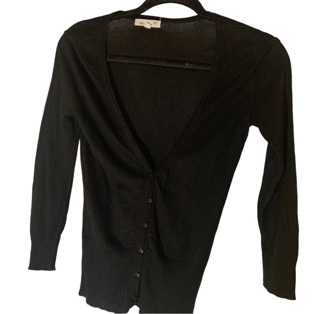 Thin Black V-neck Cardigan